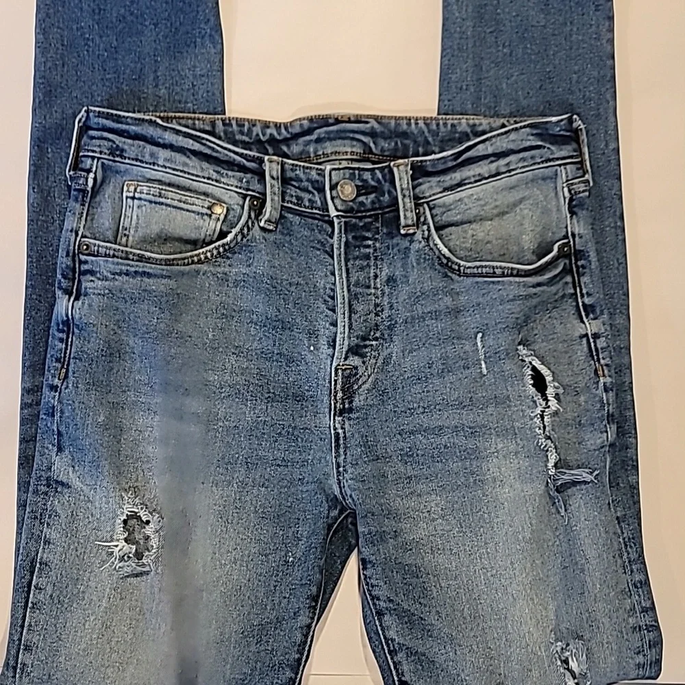 & DENIM Jeans ~ Distressed Skinny Coupe Moulante Jeans with Button-fly - Picture 12 of 13